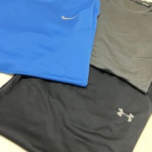 3-XL shirts 2 Nike Running Man’s Shirt color gray and blue& 1 Under Armor black